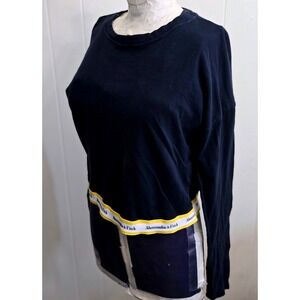 Abercrombie & Fitch‎ Womens Long Sleeve Crop Top  Navy Blue  Banded Yellow Logo